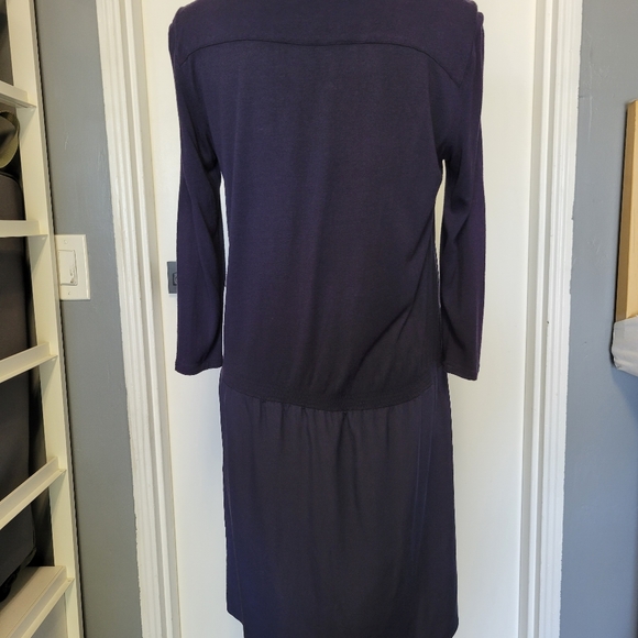 Tibi Silk Blend Navy Long Sleeve Casual Streetwear Drop Waist Dress Size‎ S - Picture 7 of 8